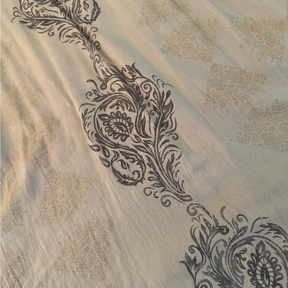 Vintage Brown & Cream Embroidered Kaftan Kurta Maxi Dress with Blue & Pink XL - Picture 5 of 8